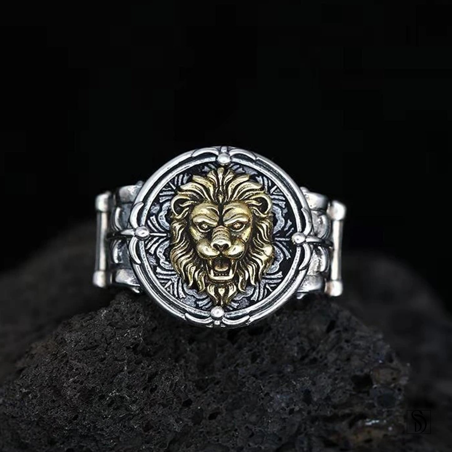 Adjustable Silver Lion Ring