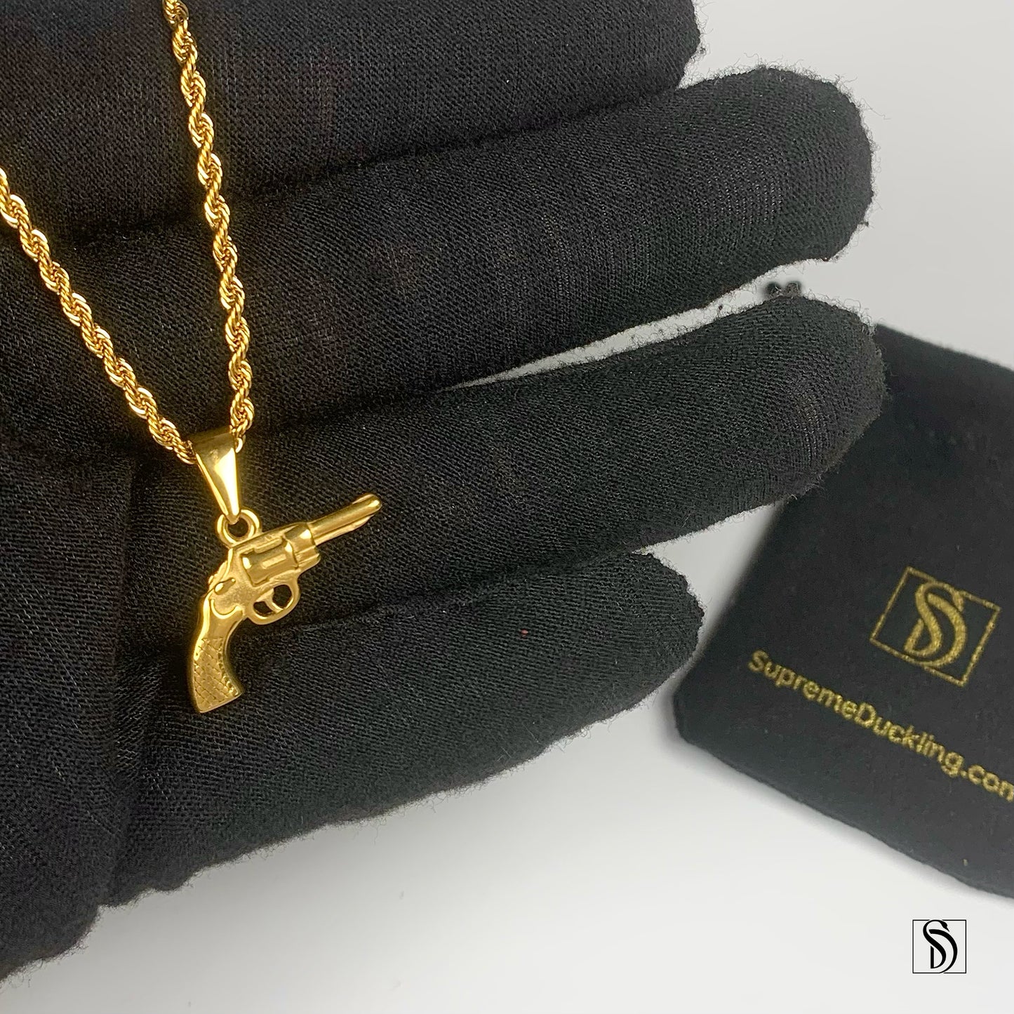 18K Gold Revolver Pendant Necklace