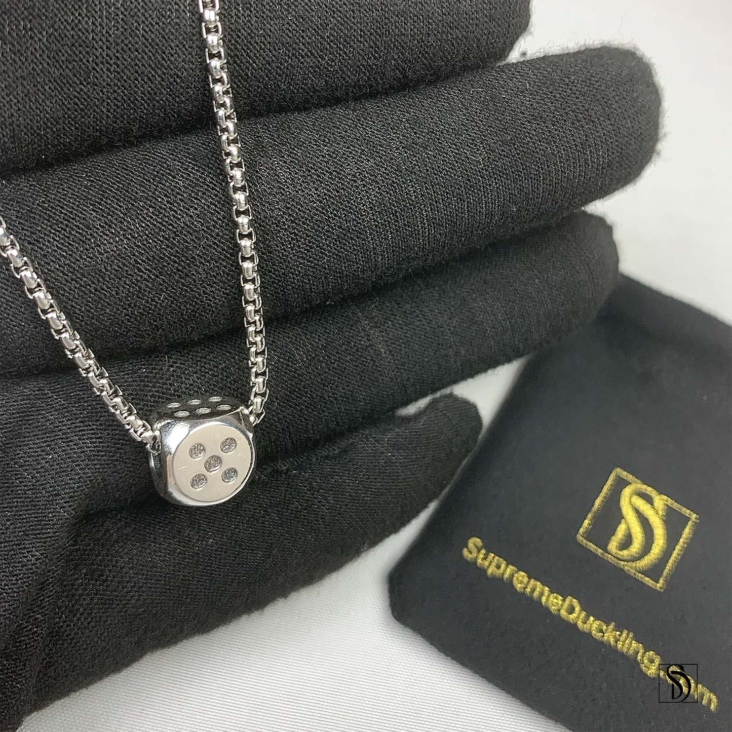 Silver Dice Charm Necklace