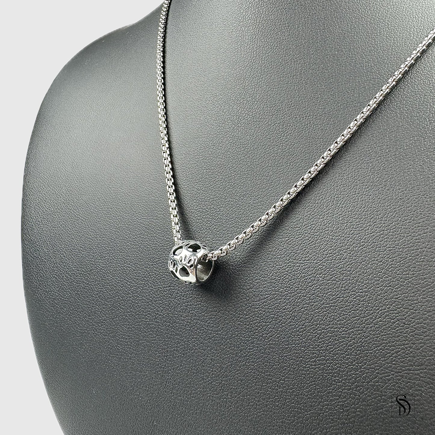 Silver Animal Paw Print Charm Necklace