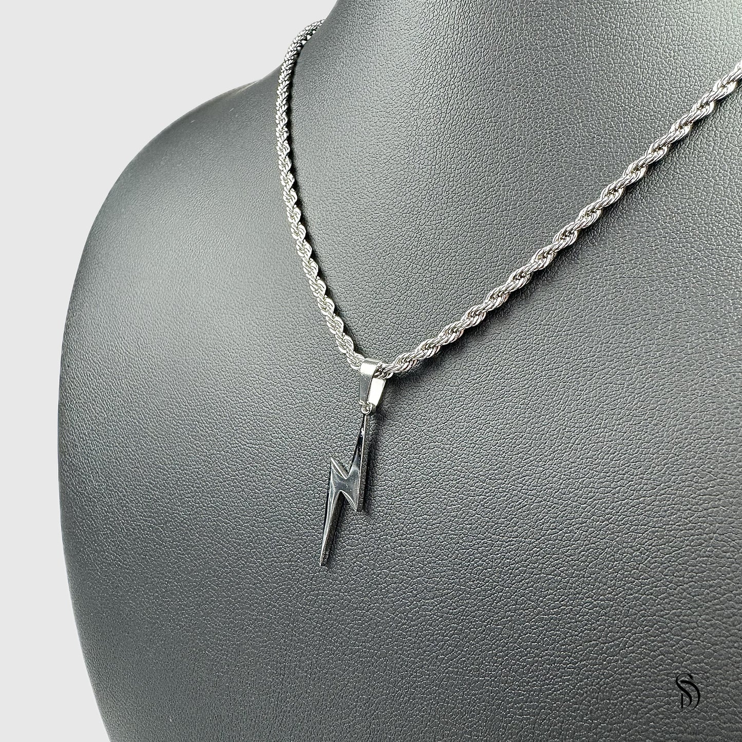 Silver Lightning Pendant Necklace