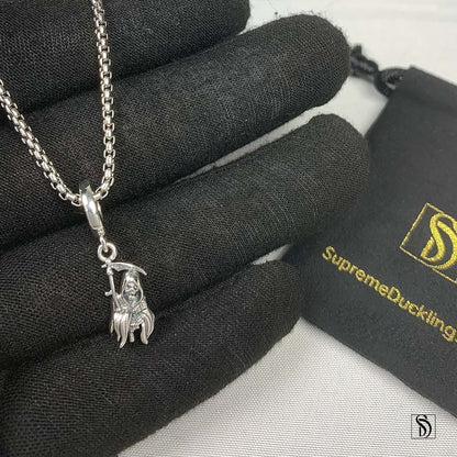 Silver Grim Reaper Pendant Necklace