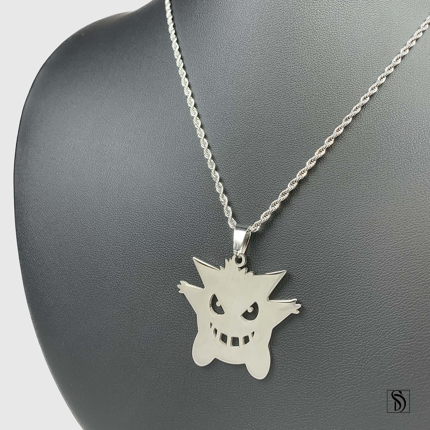 Silver Gengar Pokemon Pendant Necklace