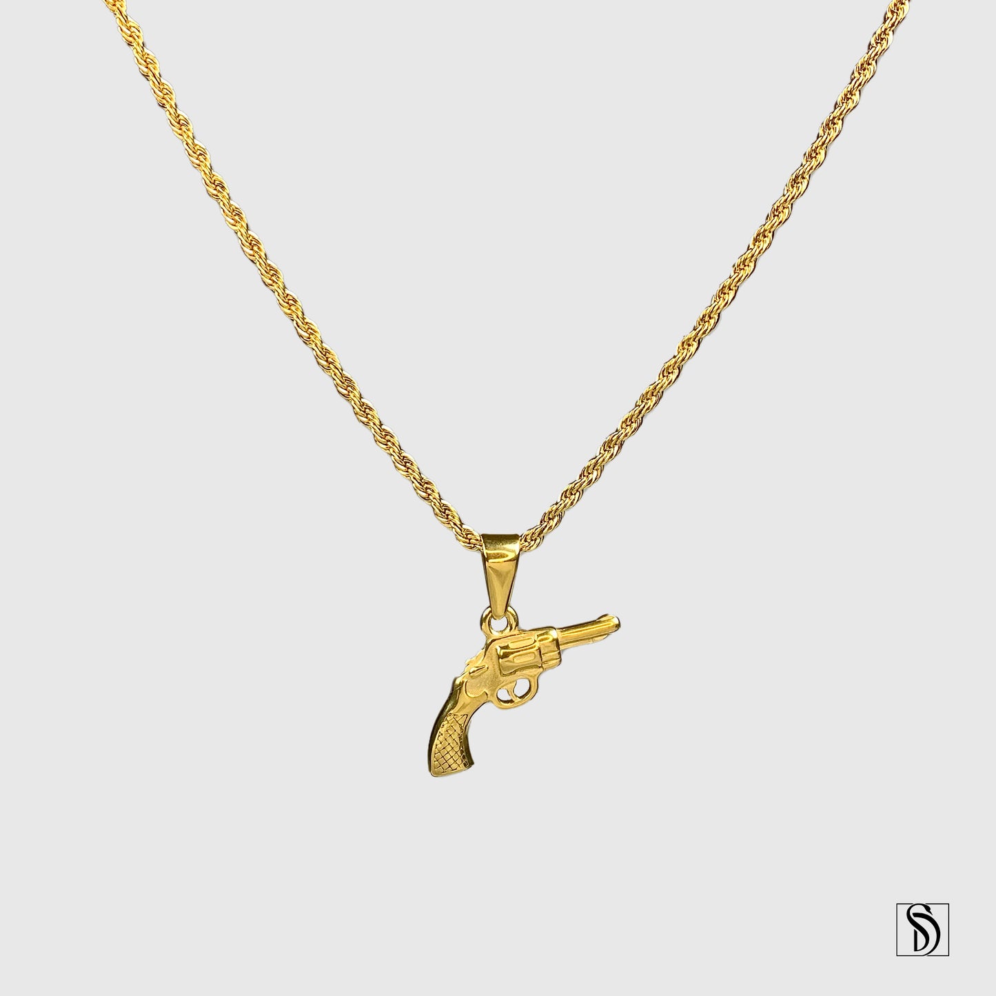 18K Gold Revolver Pendant Necklace