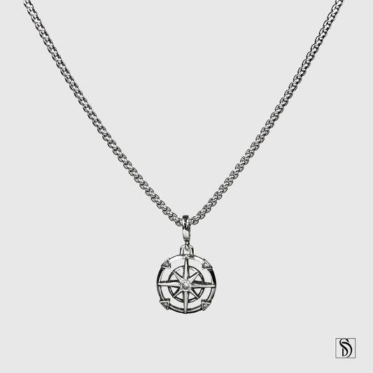 Silver North Star Gemstone Pendant Necklace