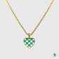 Gold Chess Board Heart Shape Pendant Necklace