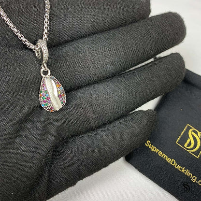 Rainbow Gemstone Sea Shell Pendant Necklace