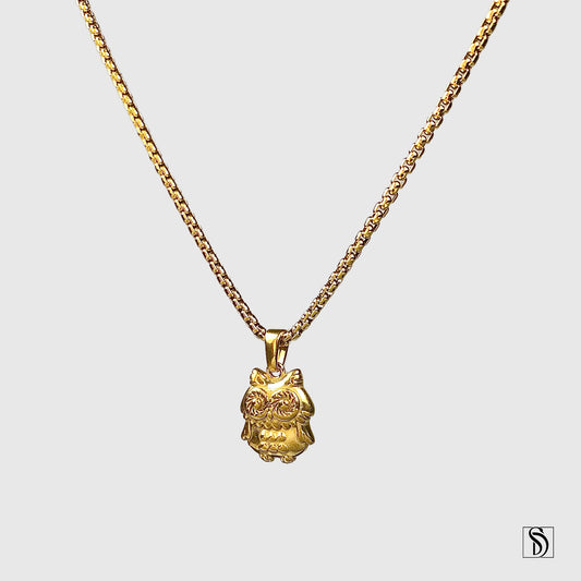 Gold Mini Wisdom Owl Pendant Necklace