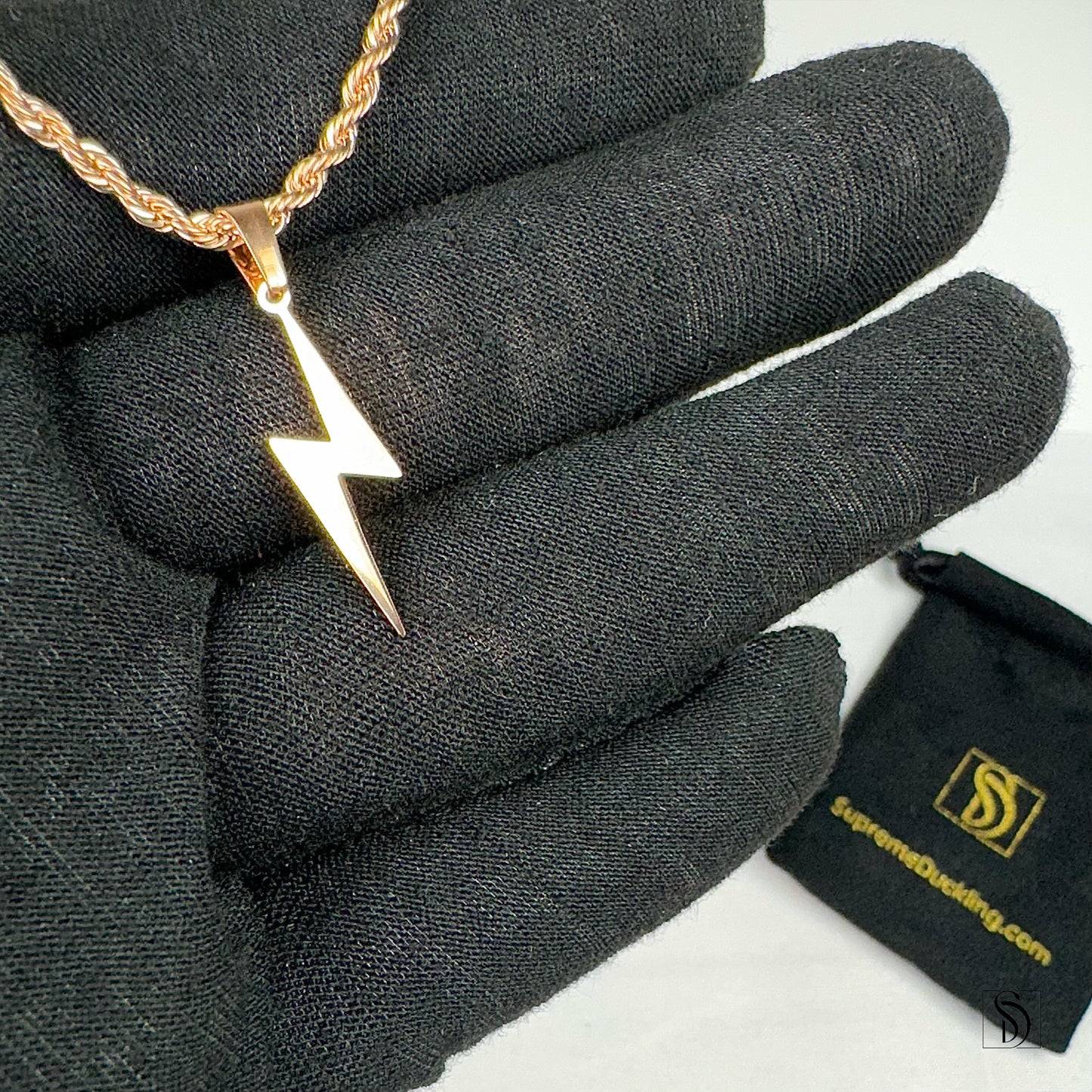 Rose Gold Lightning Pendant Necklace