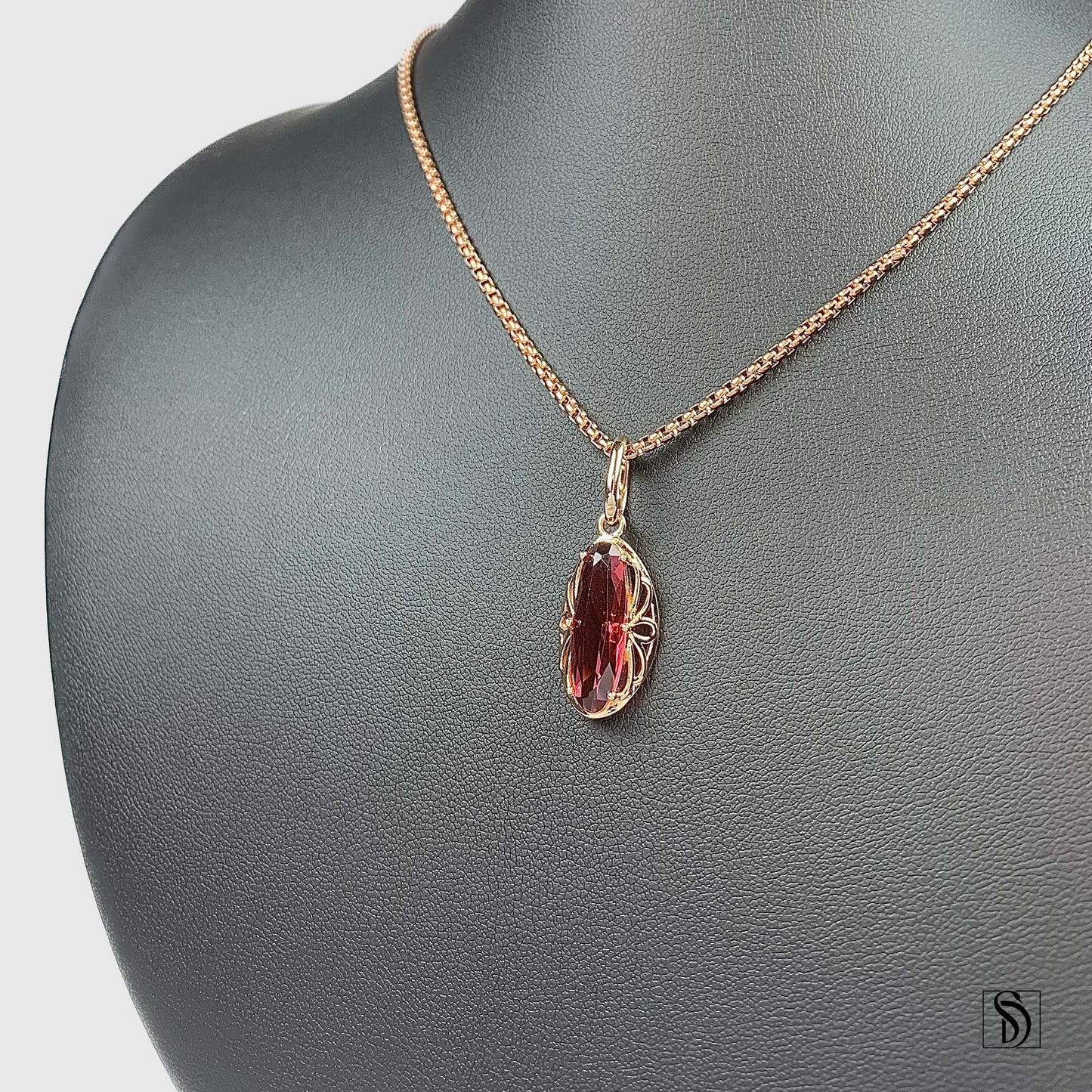 Red Philosopher's Stone Rose Gold Pendant Necklace