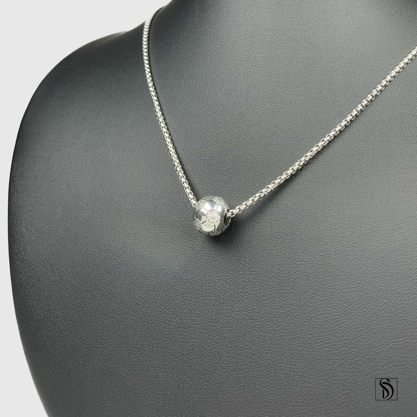 Silver Soccer Charm Gemstone Necklace