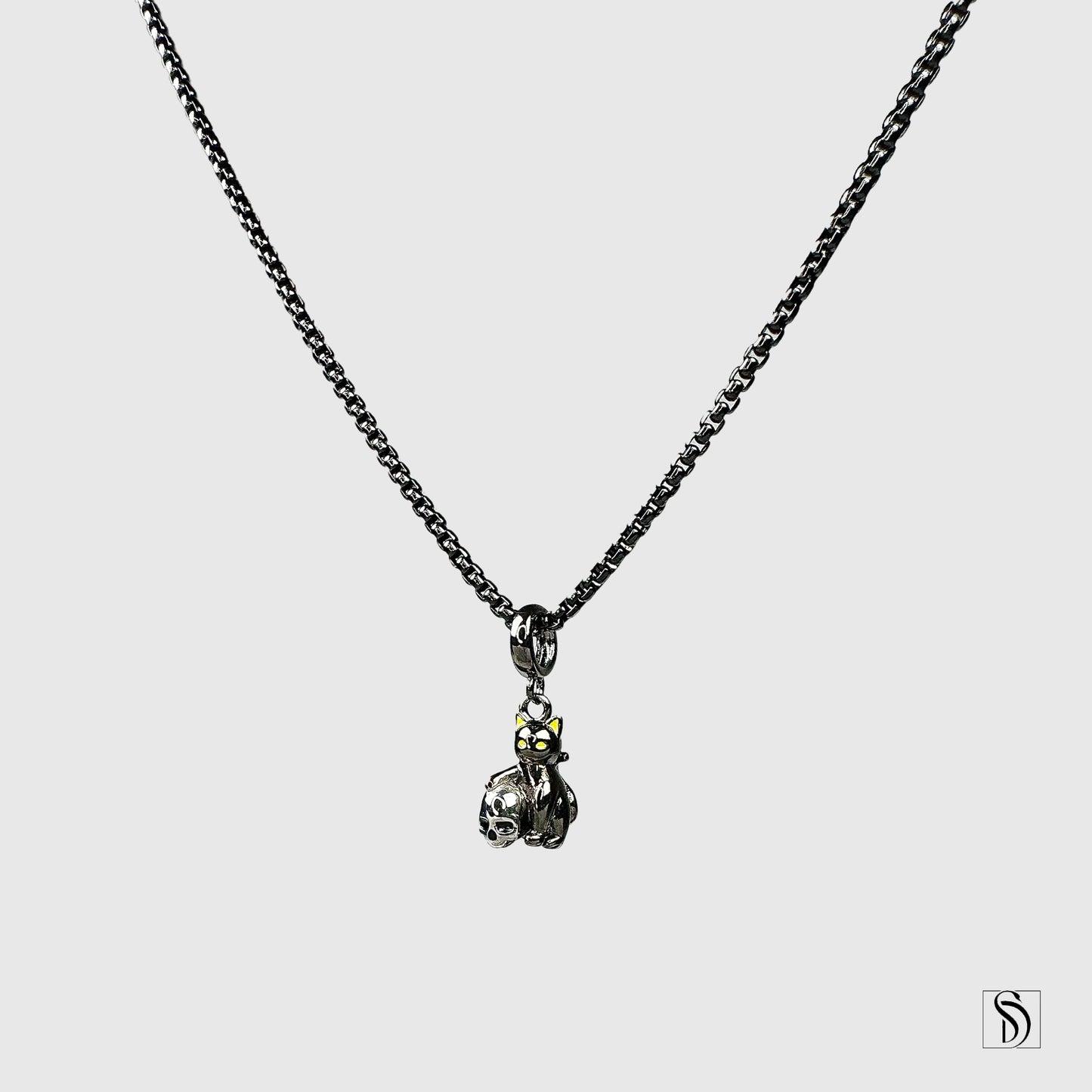 Black Cat Skull Pendant Necklace