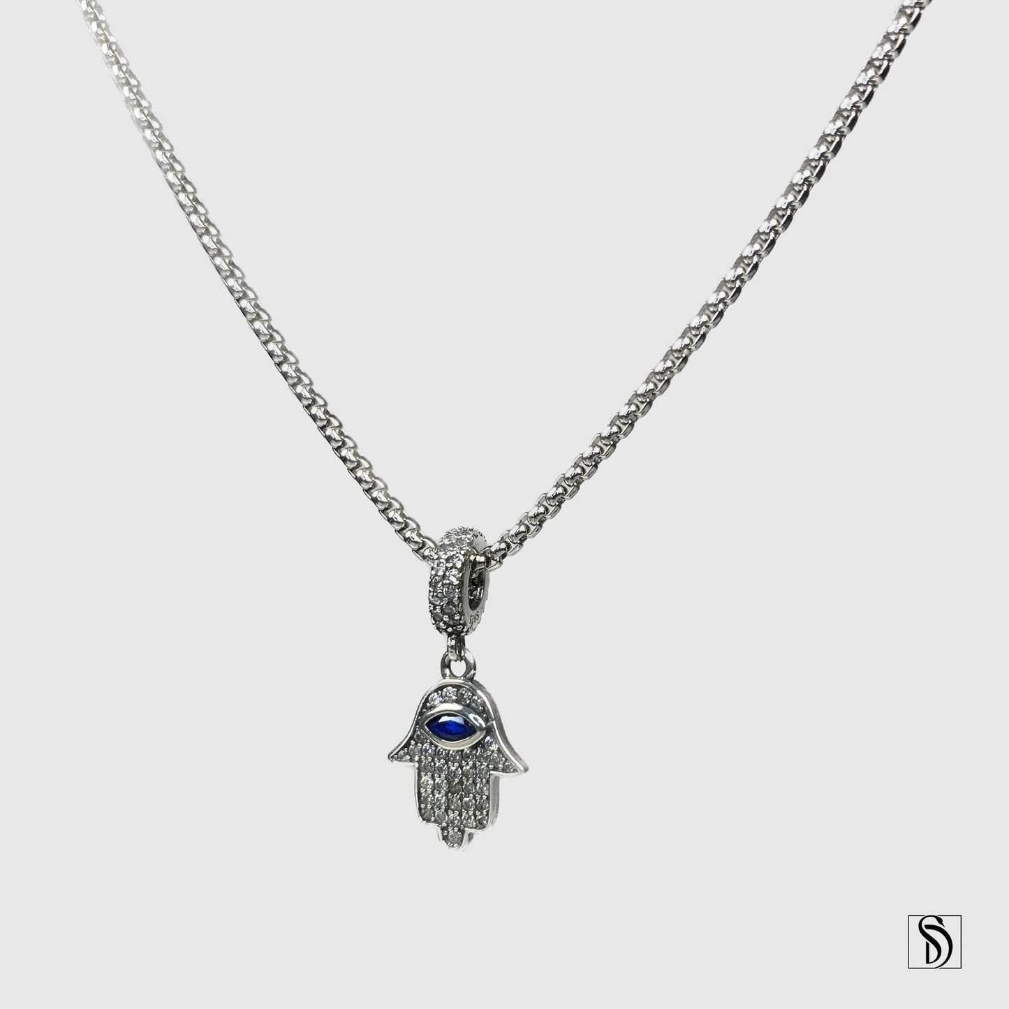 Silver Hamsa All Seeing Eye Necklace