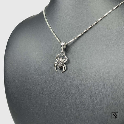 Silver Spider Gemstone Pendant Necklace