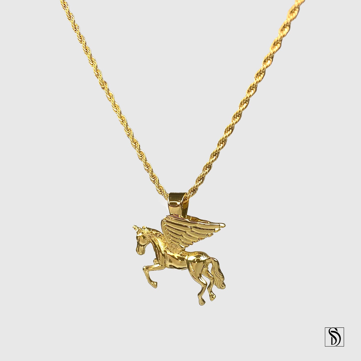 18K Gold Pegasus Pendant Necklace
