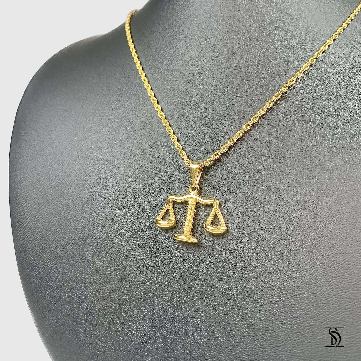 Gold Law Of Balance Justice Pendant Necklace