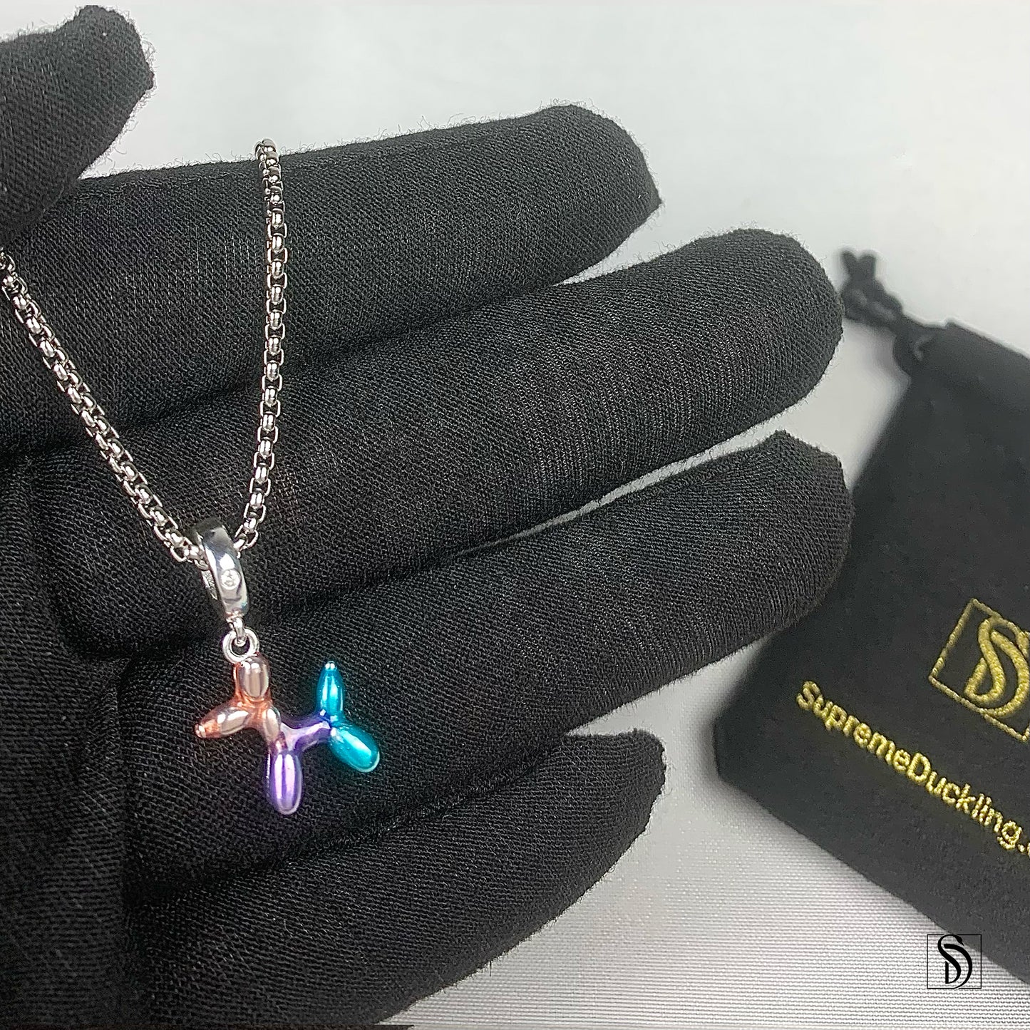 Colorful Balloon Dog Pendant Necklace