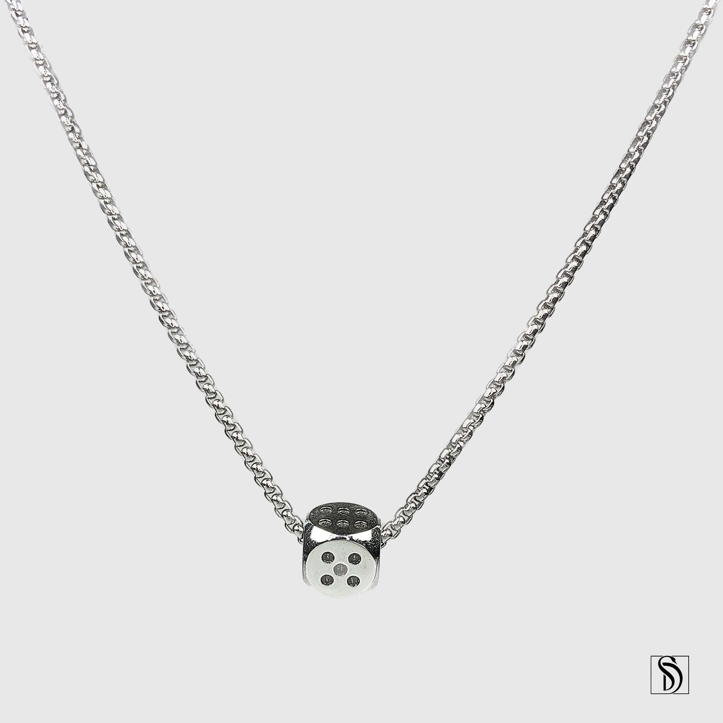 Silver Dice Charm Necklace