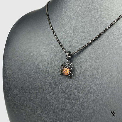 Spooky Spider Orange Gemstone Necklace