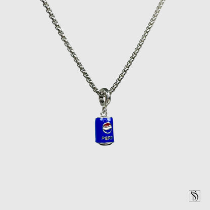 Blue Pepsi Can Pendant Necklace