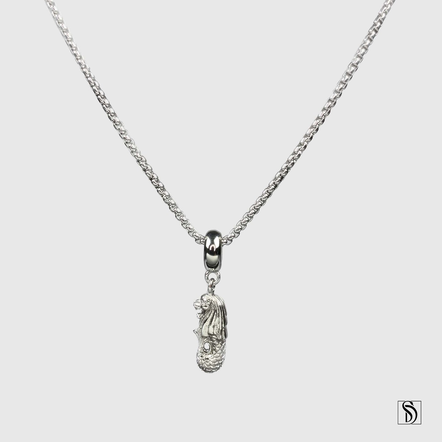 Silver Merlion Pendant Necklace