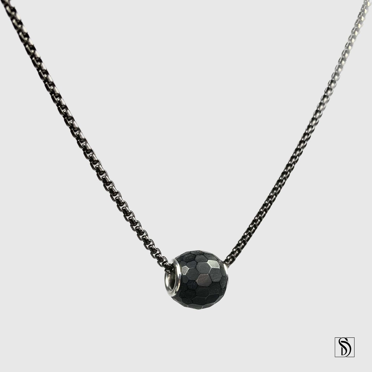 Black Crystal Bead Charm Necklace