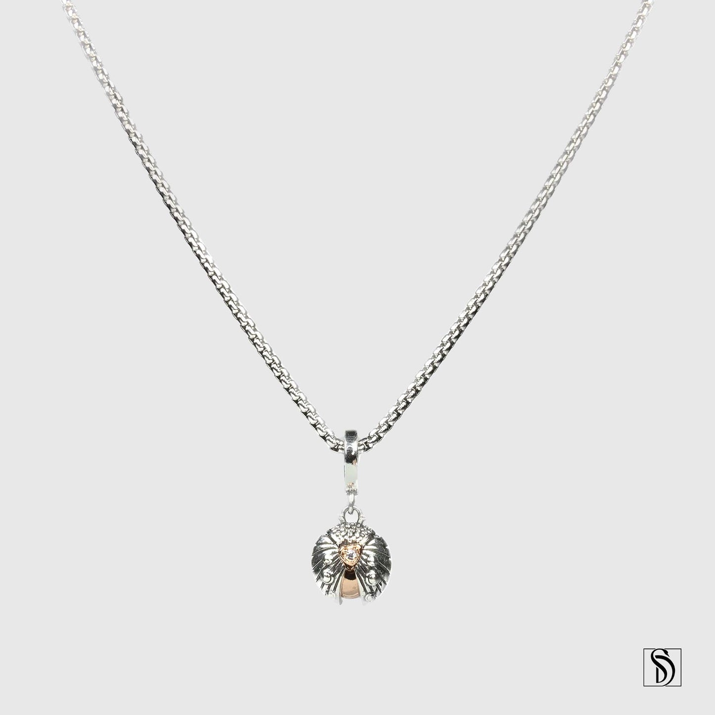 Rose Gold Silver Lady Bug Pendant Necklace