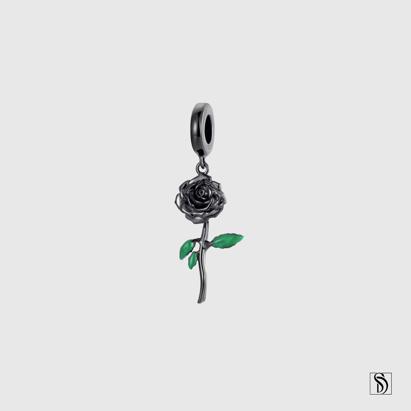 Black Rose Pendant Necklace