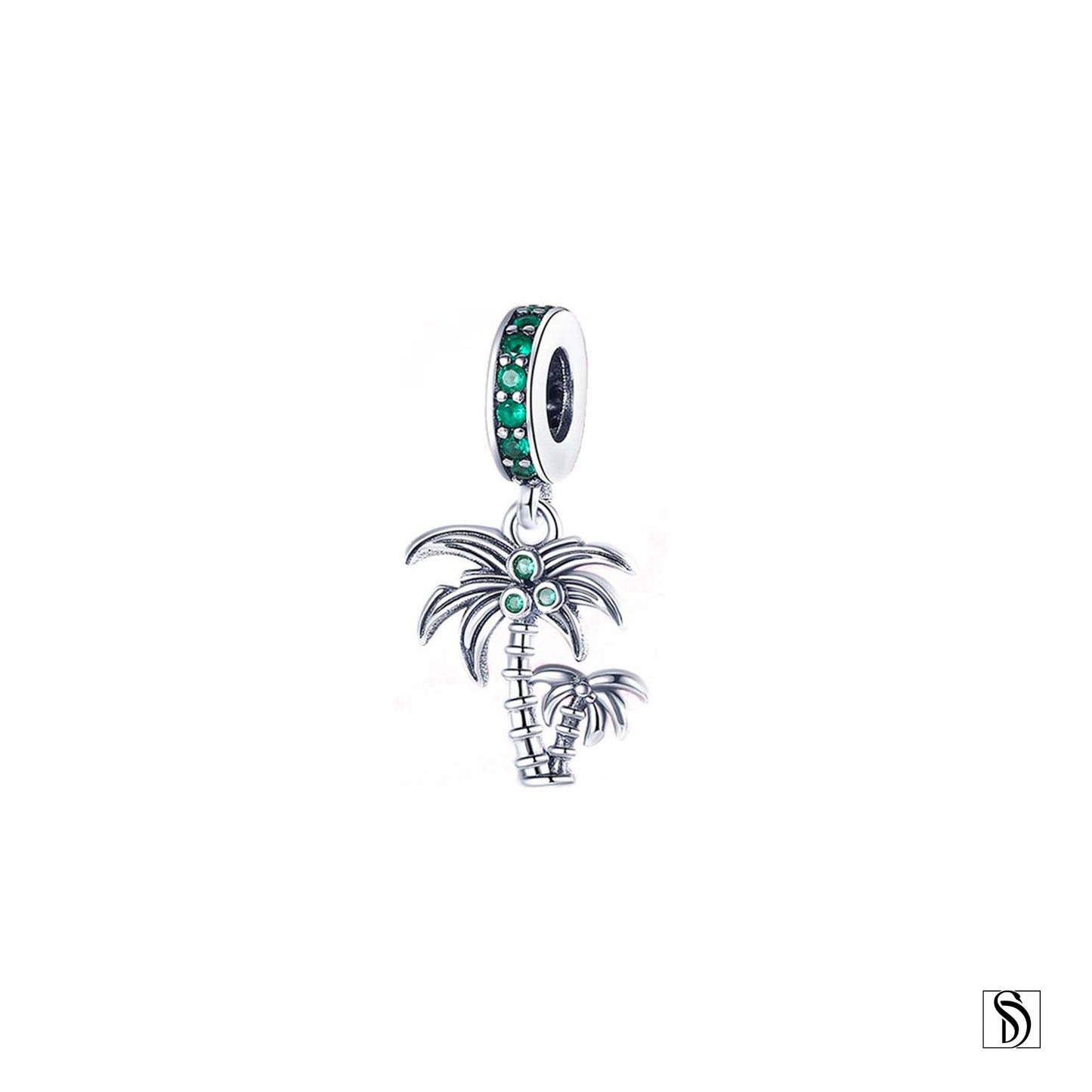 Palm Tree Green Gemstone Coconut Pendant Necklace