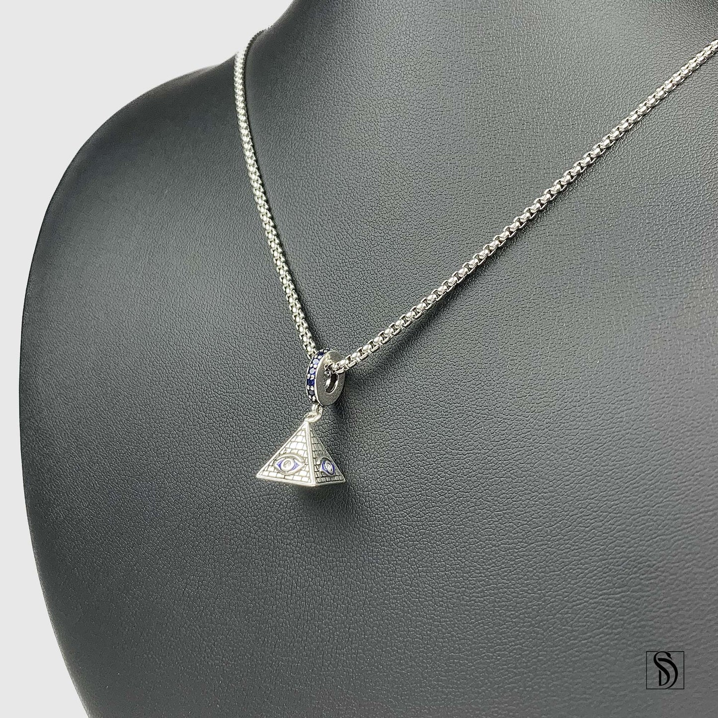Silver Pyramid Eye of Providence Necklace